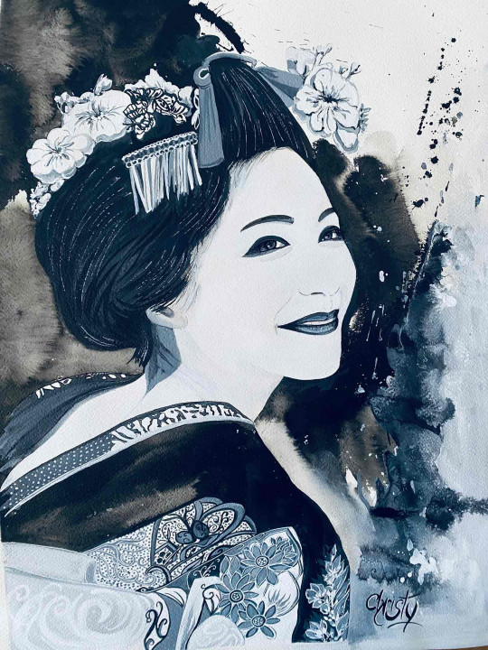 Geisha royale en noir et blanc
