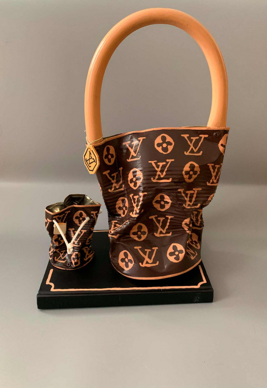 Crushed Louis Vuitton Handbag With Baby Purse